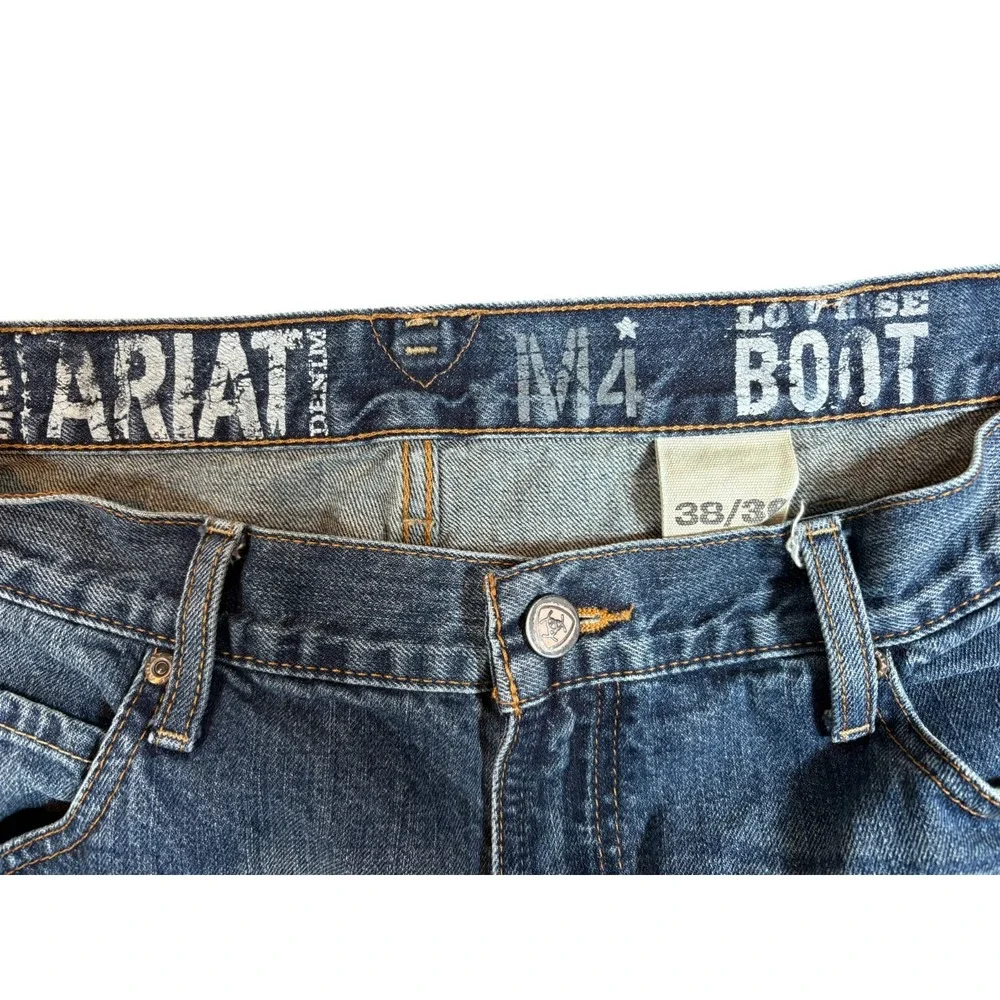 Ariat M4 Bootcut Jeans Men 38x33 Blue Denim Rodeo Denim Low Rise Med Wash Casual
